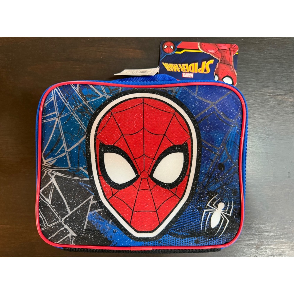 NWT Marvel Spider-Man Insulated Lunch Bag Kids Blue Red Black School Lunchbox